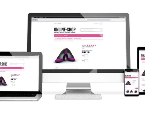 3d,Rendering,Of,Isolated,Devices,With,Responsive,Online,Shop,Design.