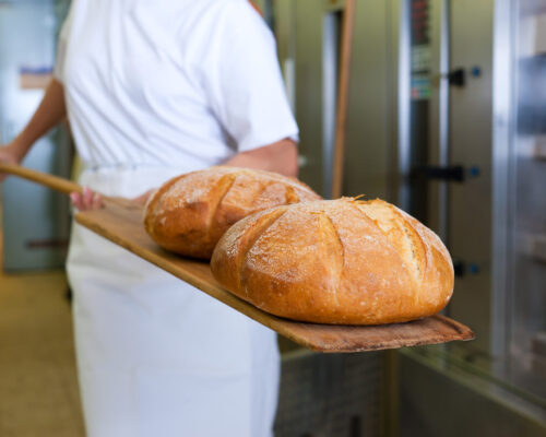 Baker,Baking,Fresh,Bread,In,The,Bakery,Showing,It,On Baker,Baking,Fresh,Bread,In,The,Bakery,Showing,It,On